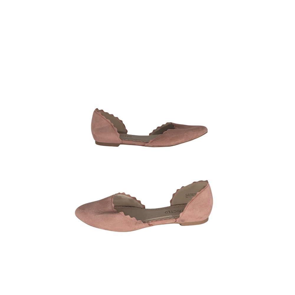 Restricted D'Orsay Flats 7.5 Pink Scalloped Pointed Toe Faux Suede Balletcore